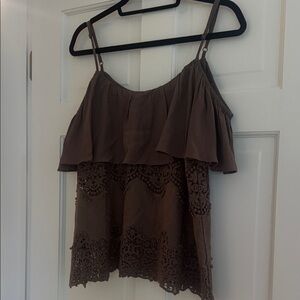 Muche &  Muchette Brown Lace Trim Women's Top